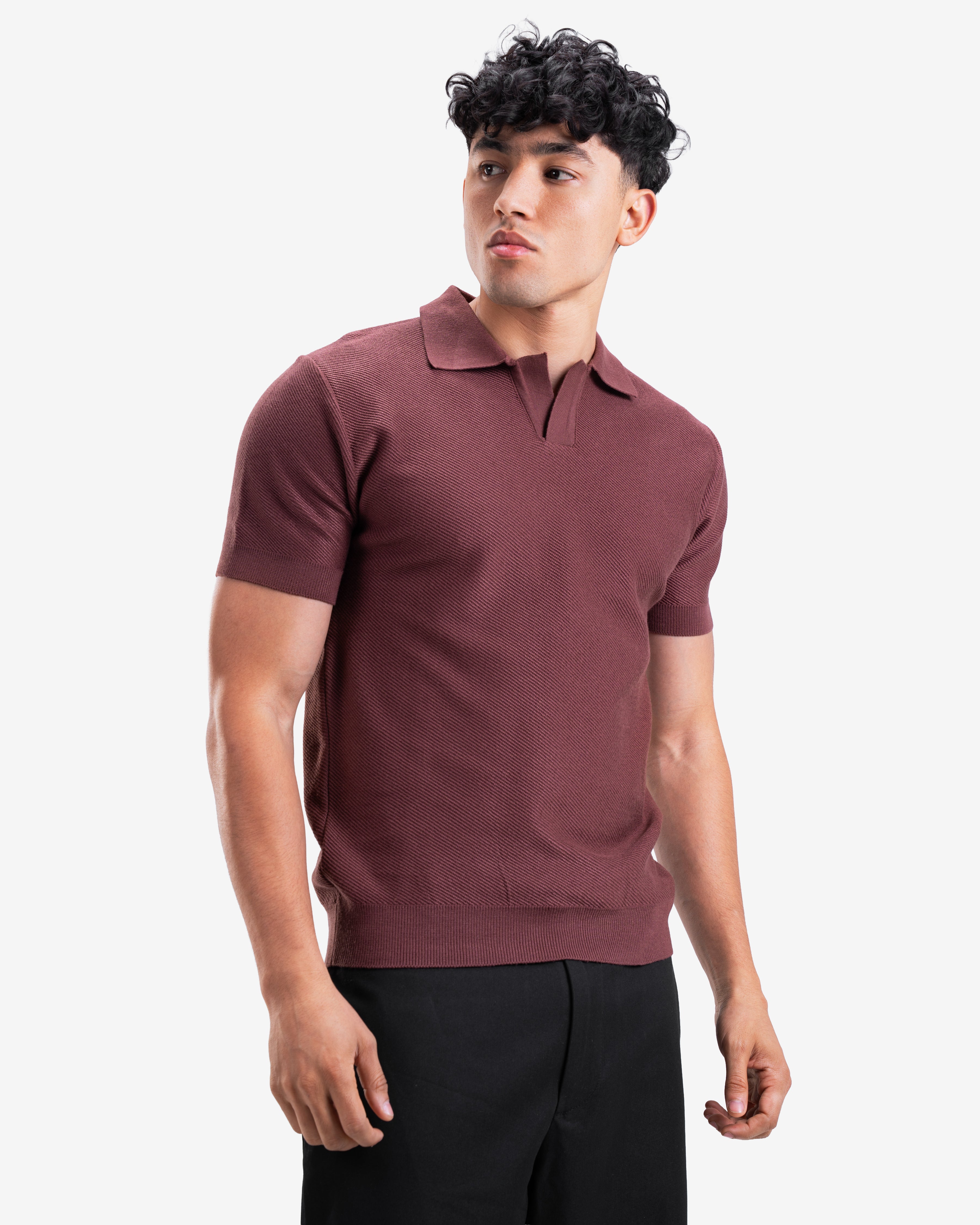 Brown Knitted Polo