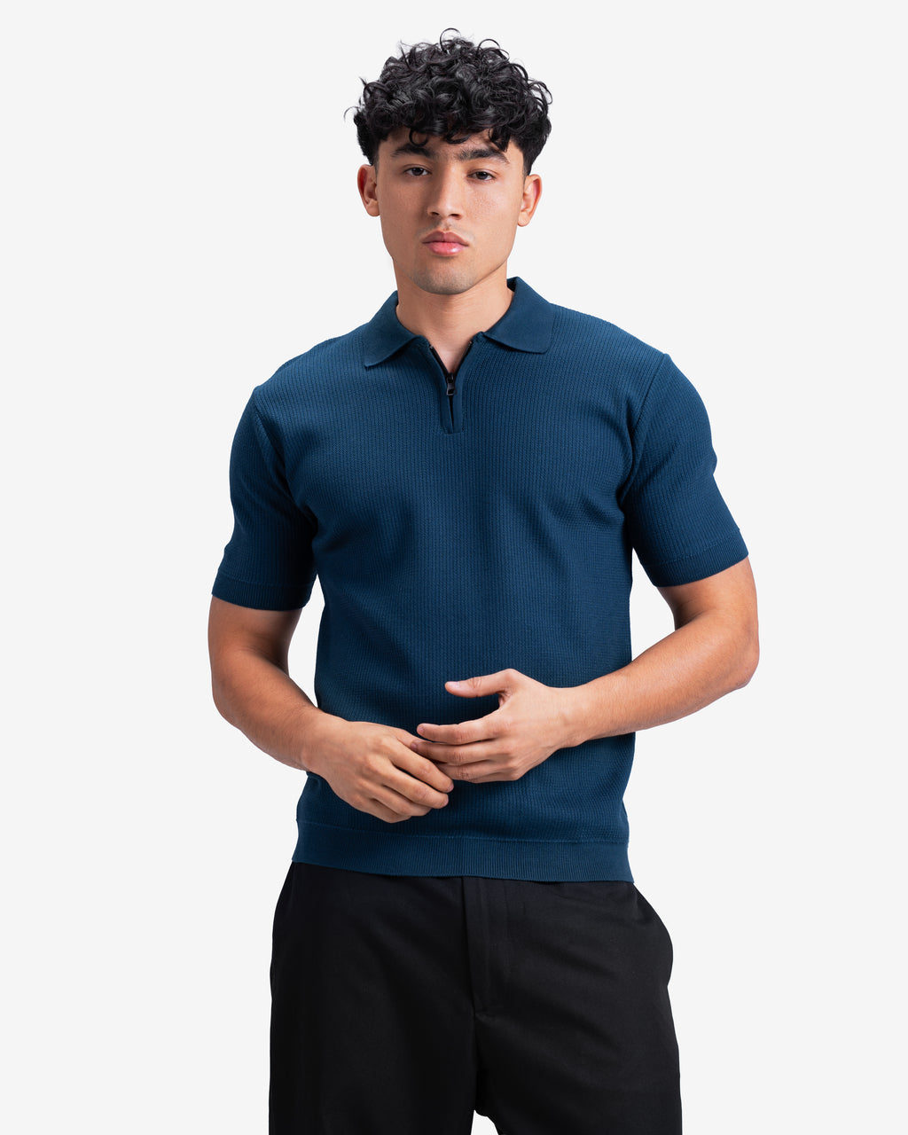 Quarter Zipper Knitted Polo