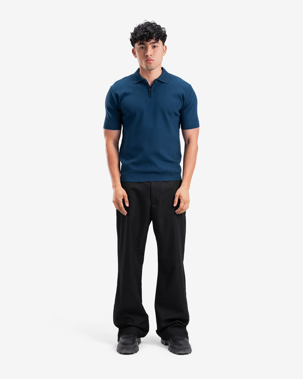 Quarter Zipper Knitted Polo
