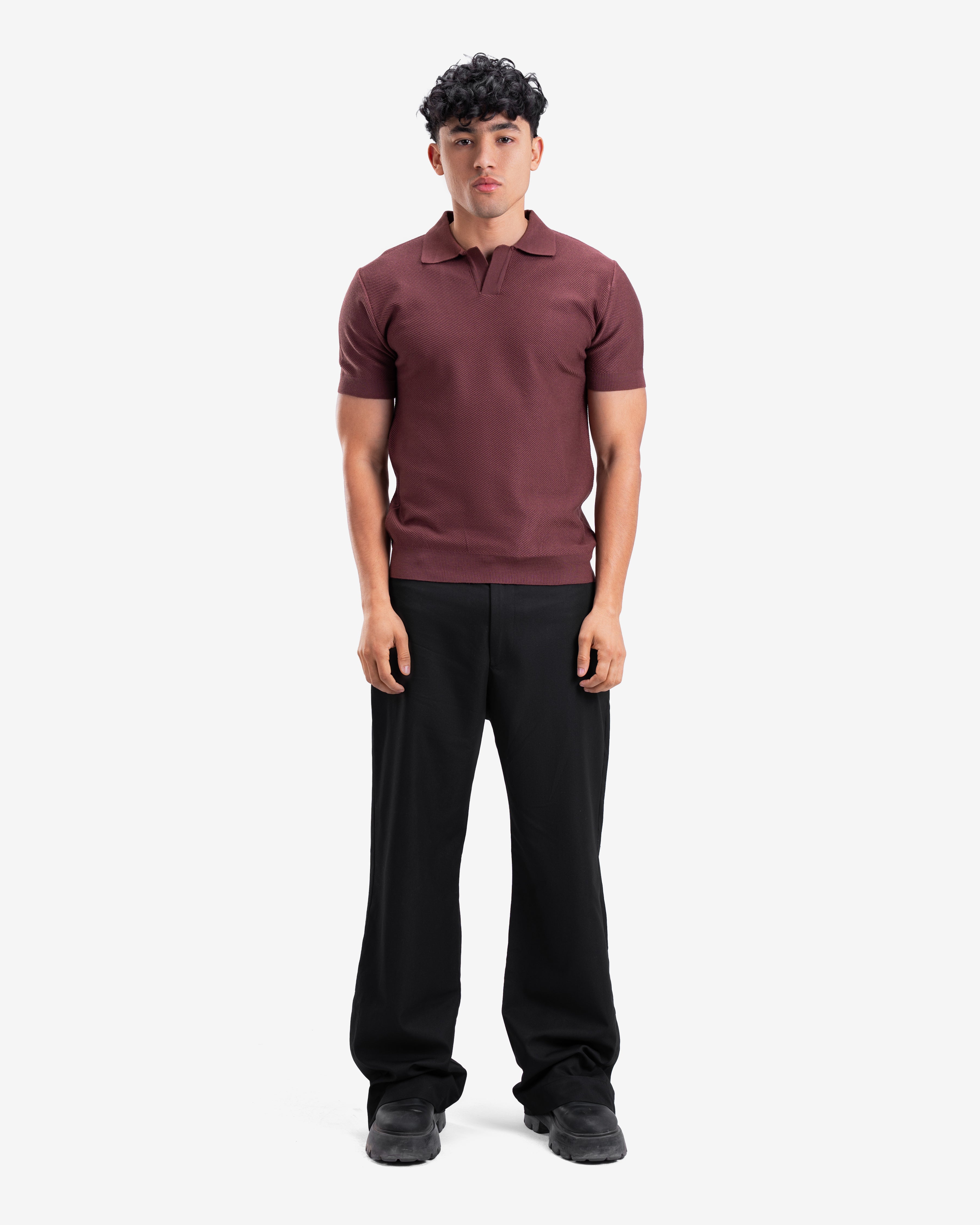Brown Knitted Polo