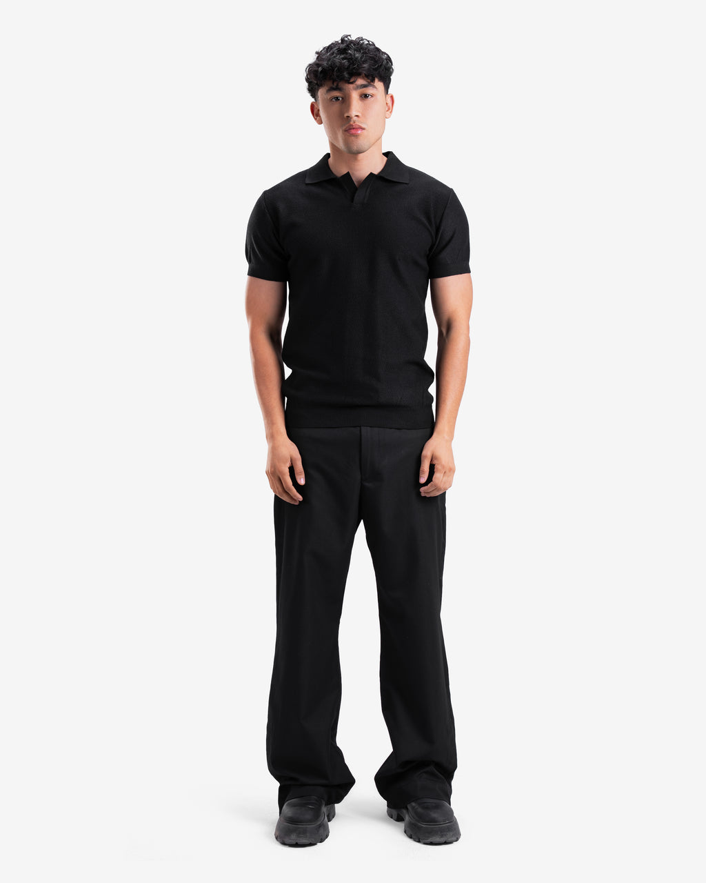 Black Knitted Polo