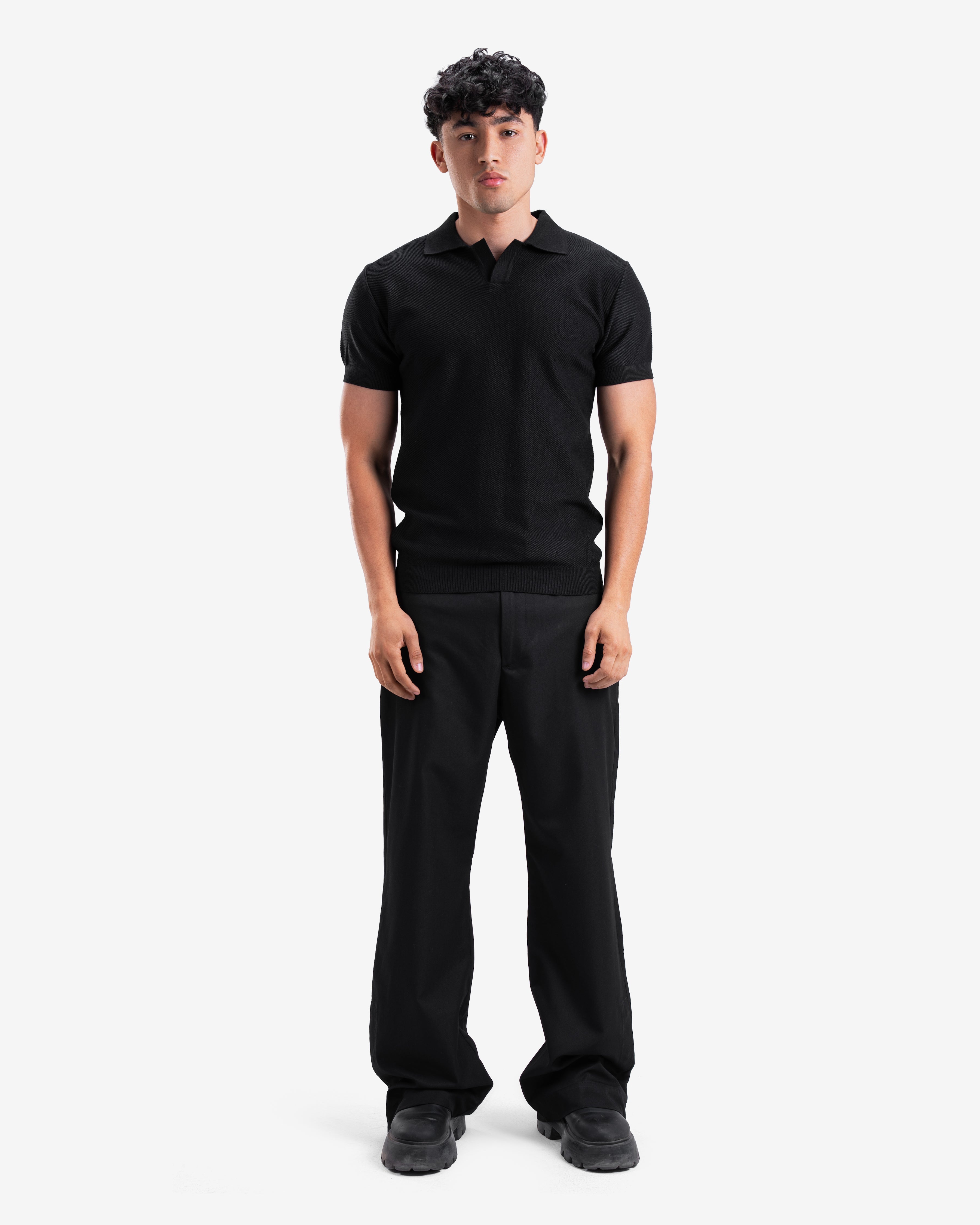 Black Knitted Polo